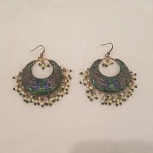 Statement earrings gold green red blue